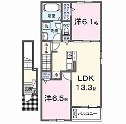 ローズ・アンソレイユ 2LDKの間取図画像