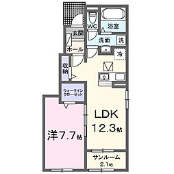 アヴニールやぶなみI 1LDKの間取図画像