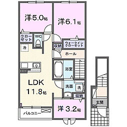 中萩1丁目アパート A 3LDKの間取図画像