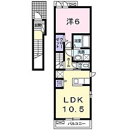 スクエア中ノ坪 1LDKの間取図画像