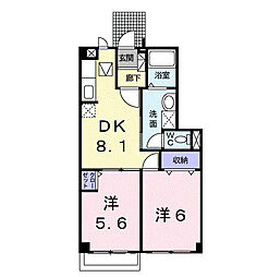 ア・ラ・モードB 2DKの間取図画像