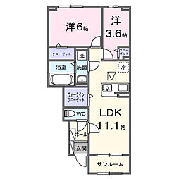 ルミエール III 2LDKの間取図画像