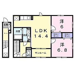 Sun Field 2LDKの間取図画像
