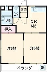 フリーデンス1 2DKの間取図画像