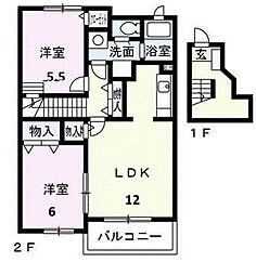 ワトクフリーデB 2LDKの間取図画像