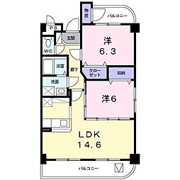 ル・クレール 2LDKの間取図画像
