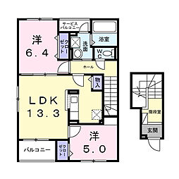 パルクヴィラIII 2LDKの間取図画像
