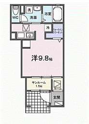 EAST HILL G ワンルームの間取図画像