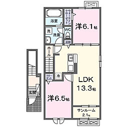 クリアサニー K 2LDKの間取図画像