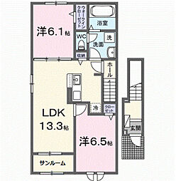 アベニューエース1 2LDKの間取図画像