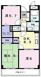 エルグランデ・奥村1 3DKの間取図画像