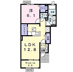YHアジュールコリーナ 1LDKの間取図画像