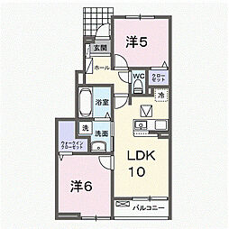 プリムヴェール ヒルズ III 2LDKの間取図画像