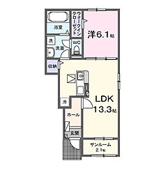 七栄アパートB 1LDKの間取図画像