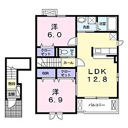 カルムメゾン春日台 2LDKの間取図画像