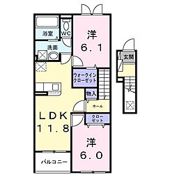 エルミス 2LDKの間取図画像