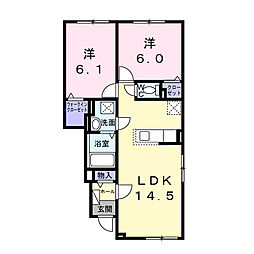 レヴァータ 2LDKの間取図画像