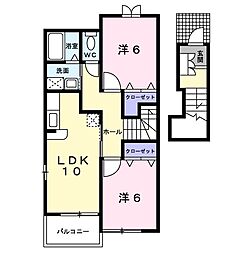 パレスブルー・マウンテンA 2LDKの間取図画像