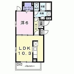 グランツ 2階1LDKの間取り