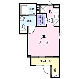 メゾン・ジョワエイト 1階ワンルームの間取り