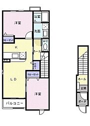 リバーサイドサワナミB 2LDKの間取図画像
