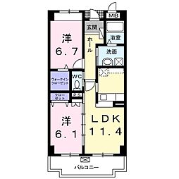 M'sパーシモン 2LDKの間取図画像
