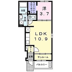 アンジュ 1LDKの間取図画像