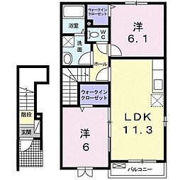 メゾン・ド・ローズ 2LDKの間取図画像