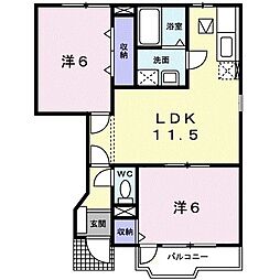プラトー清成 2LDKの間取図画像
