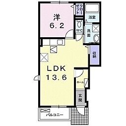 椿2 1LDKの間取図画像