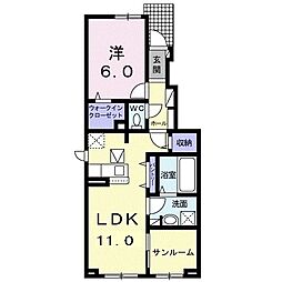 グランリーオ・Ｒ　VI 1階1LDKの間取り