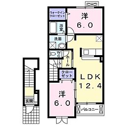 メゾンラフィネ 2LDKの間取図画像
