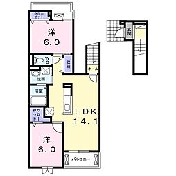レジデンスASAMI 2LDKの間取図画像