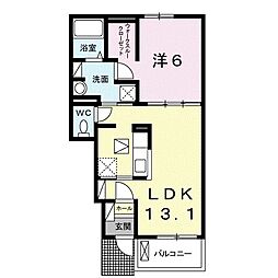クレシェンテ周南Ａ 1階1LDKの間取り
