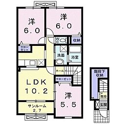 ドゥ・ファミーユＡ 2階3LDKの間取り