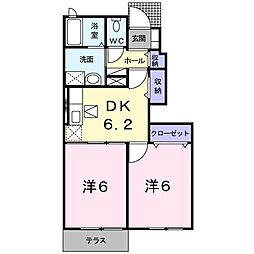 メールヴィラ 2DKの間取図画像