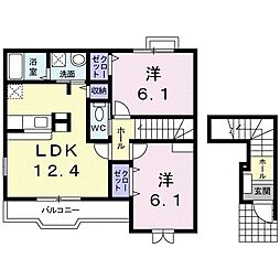 クレストフォート2 2LDKの間取図画像