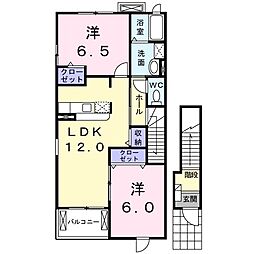 カーサエレガンテ2 2LDKの間取図画像