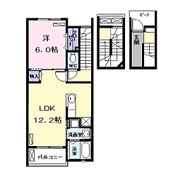 プラシード 1LDKの間取図画像