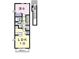 ノートルアンジュ 2階1LDKの間取り