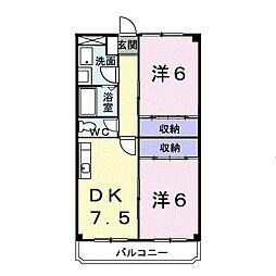 シャルマンハイツB 2DKの間取図画像