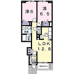カーサブリオ大内問田1 2LDKの間取図画像