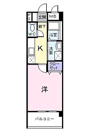 サンリット・平砂 1階1Kの間取り