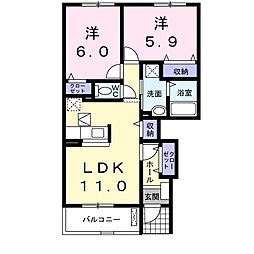 ビッグアイランドハーヴェストD 2LDKの間取図画像