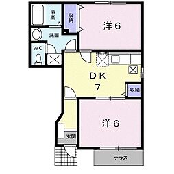 エスポワールD 2DKの間取図画像