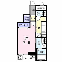 サニーサイド 1Kの間取図画像