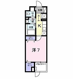 リヴェール 1階1Kの間取り