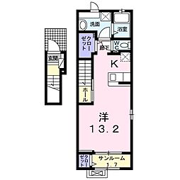 プレジールB 1Kの間取図画像