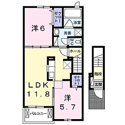 ディアレストB 2LDKの間取図画像