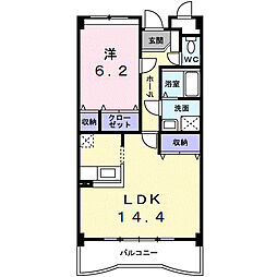 エトワール・プレーヌ 1階1LDKの間取り